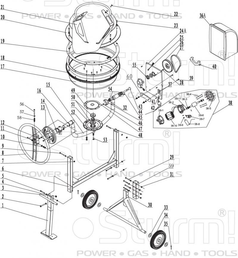 Запчасти, схема и деталировка Sturm CM1913B1